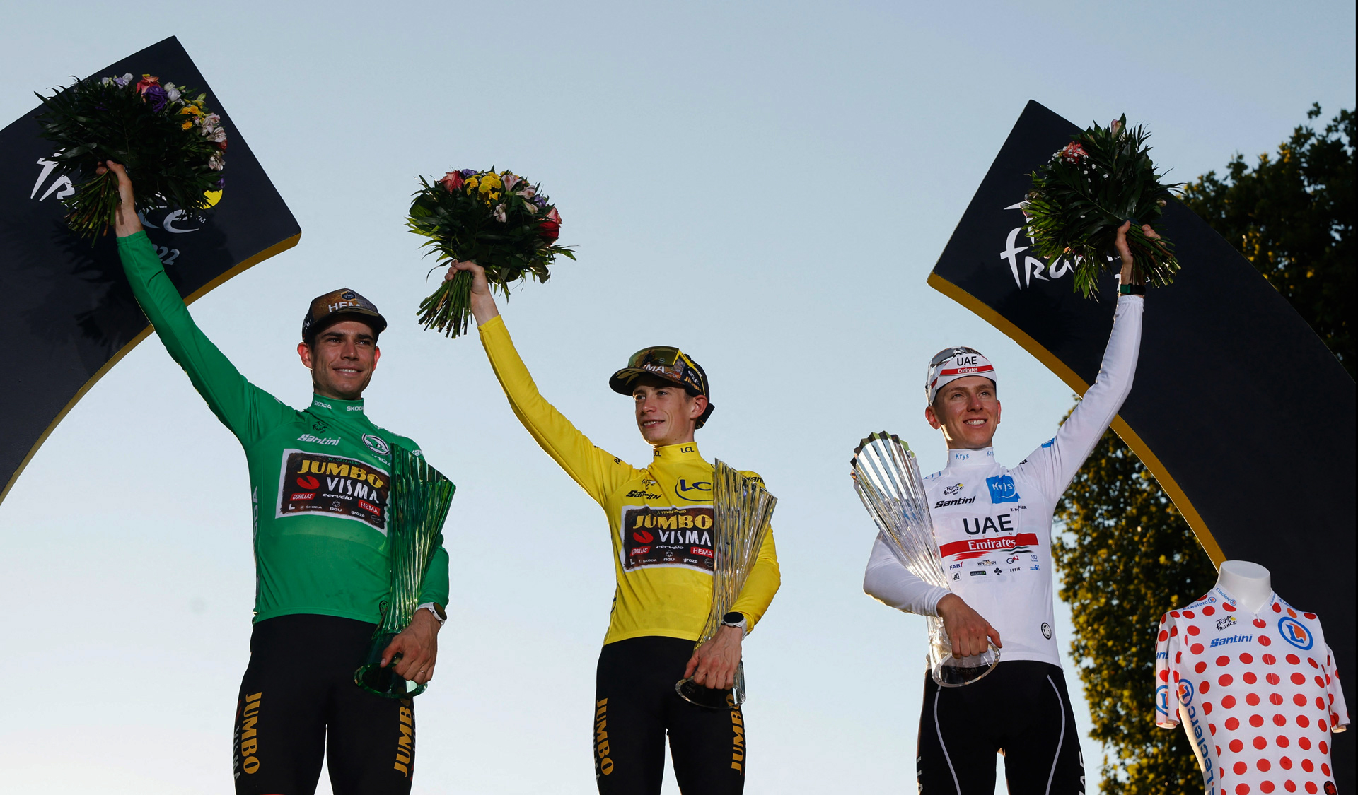 Los reyes del Tour Jonas Vingegaard, Tadej Pogacar y Wout van Aert