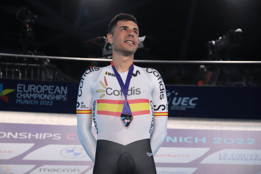 Sebastián Mora logró la medalla de bronce en el Europeo de Munich de 2022. Foto: Luca Bettini / Sprint Cycling